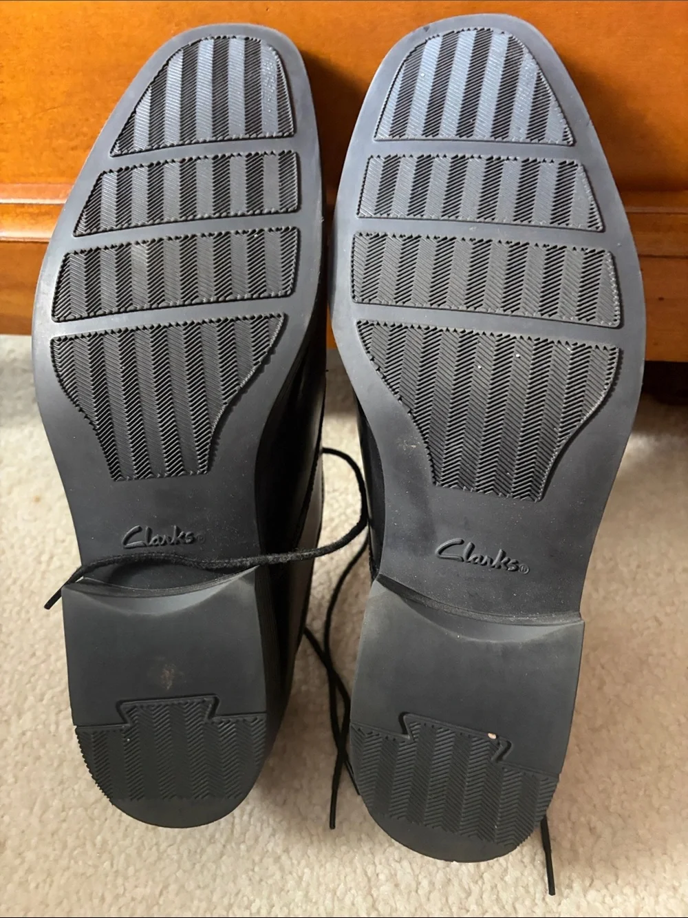 Clarks polished black